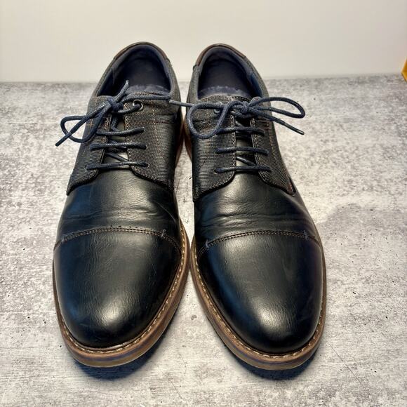 Freeman Shoes Men’s Size 9 Navy Blue Cap Toe Hudson F220009 Memory Foam Derby - Picture 12 of 12